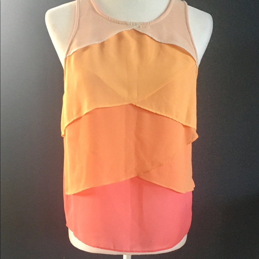 Orange Peach Coral OMBRE sleeveless top MEDIUM